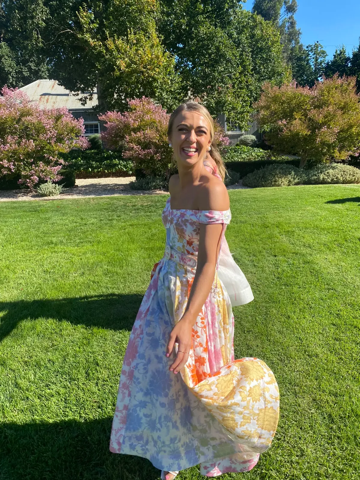 Zimmermann Postcard Spliced Midi Dress Spliced Tonal Floral Size 0 / 8 AU - Image 3