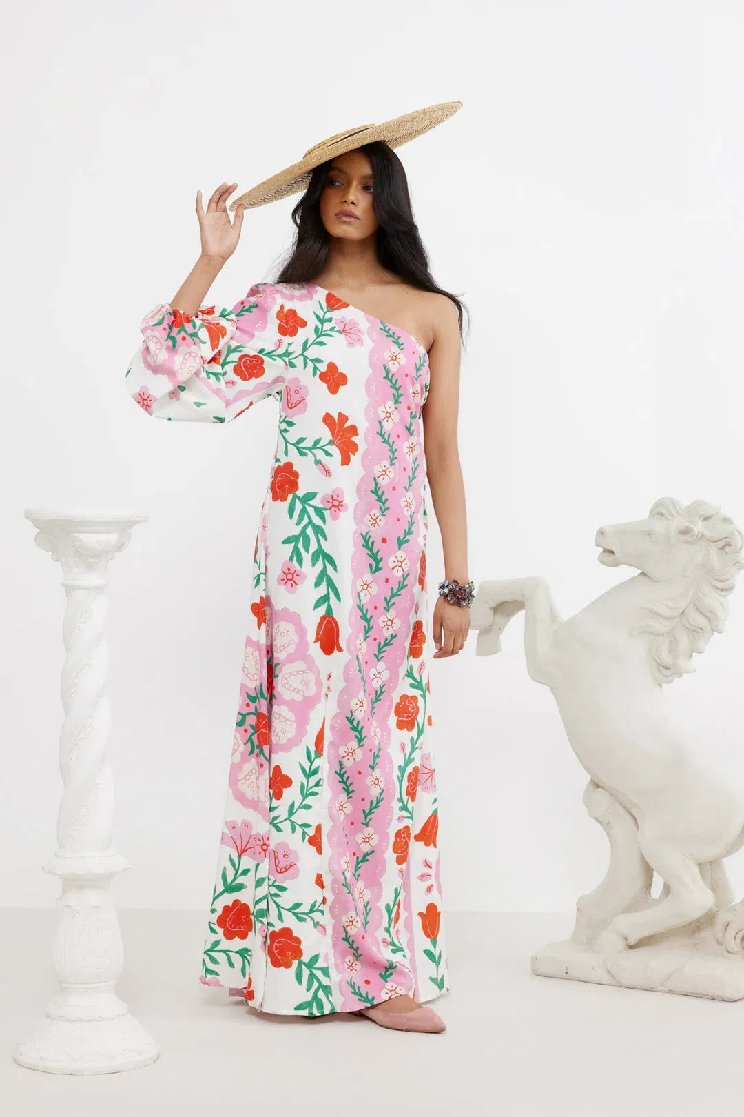 Binny Sunline One Shoulder Maxi Dress Floral Size 10 for rent on The Volte - main image