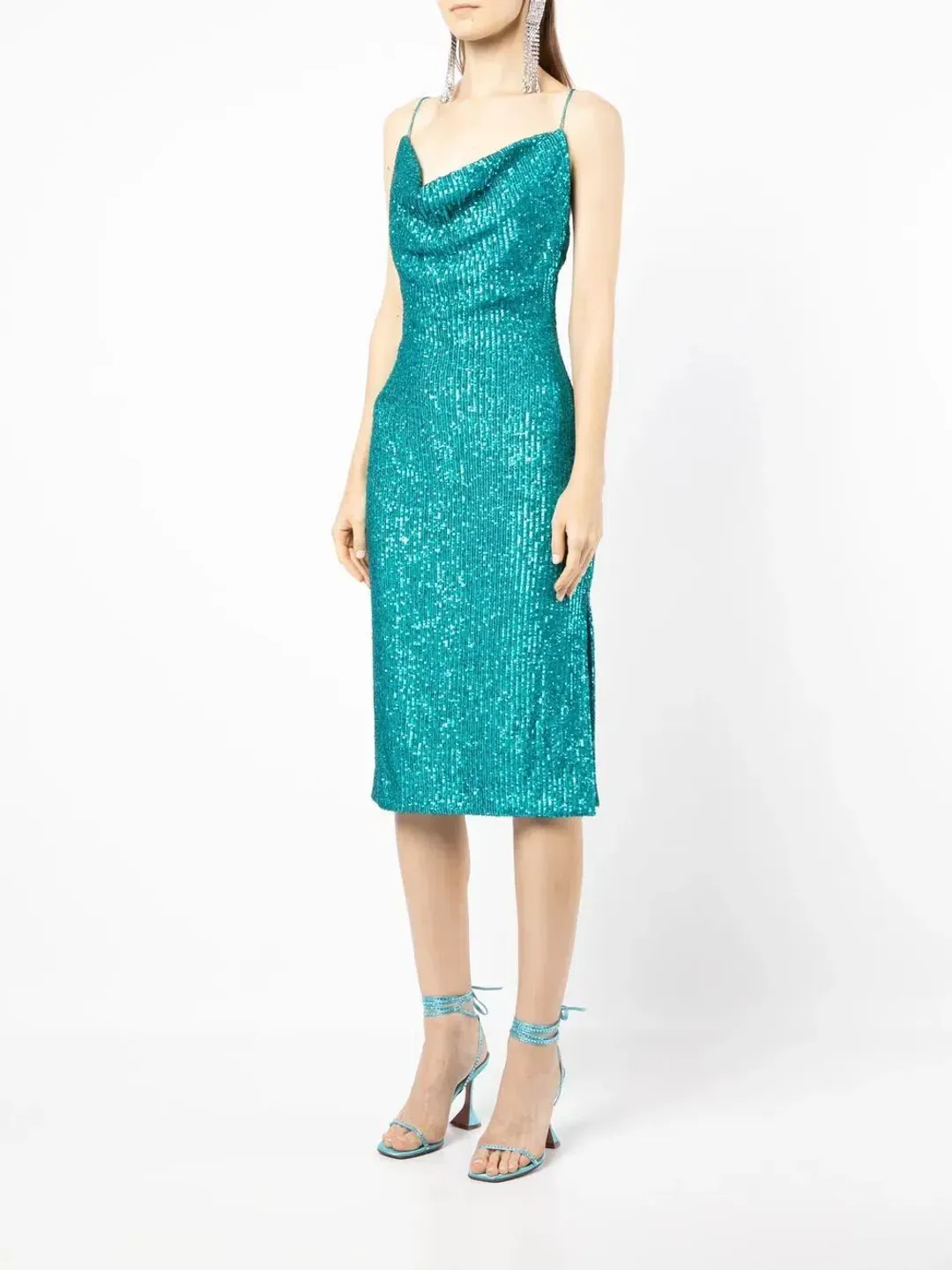 Rebecca Vallance Missing Hours Sequin Midi Dress Green Size 12 for rent on The Volte - main image
