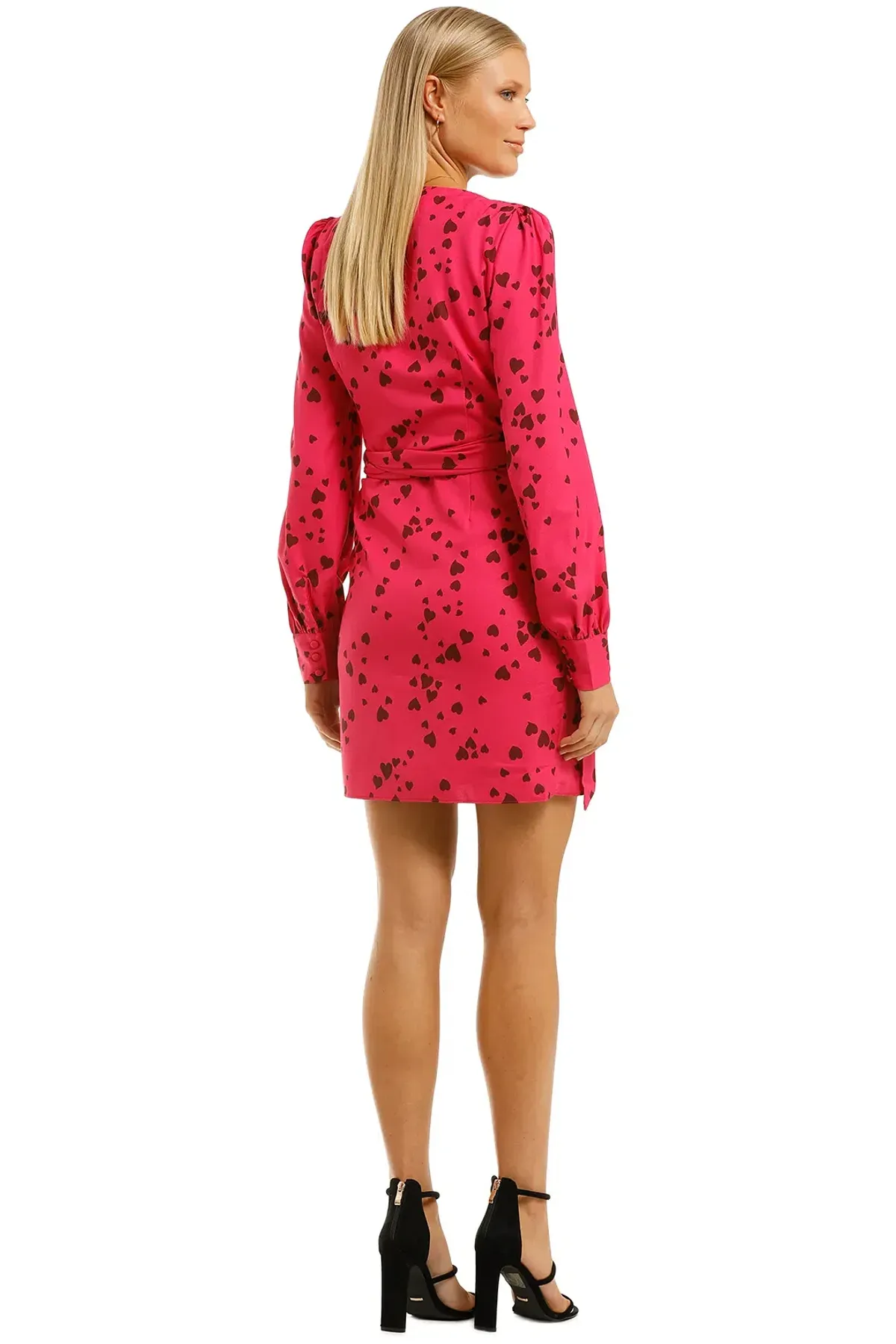 Vestire Never Been Kissed Wrap Mini Dress in Heart Print Size 6 - Image 3