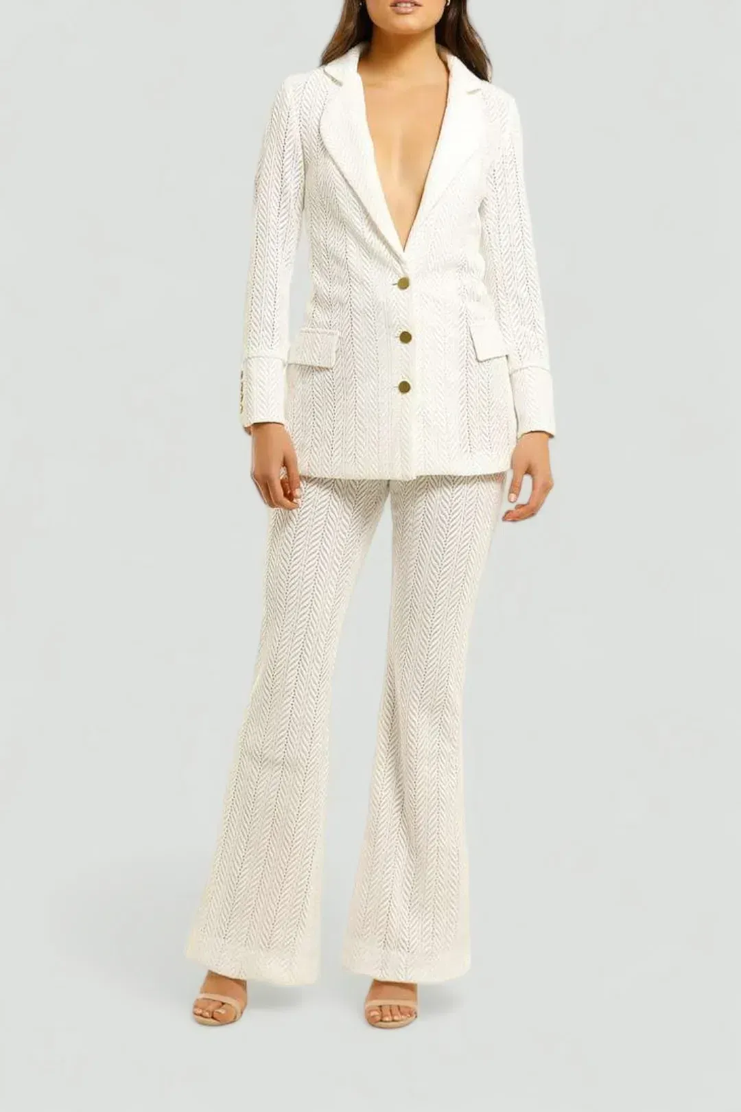We Are Kindred Marbella Blazer and Pant Set in Frost Size 14 for rent on The Volte - main image