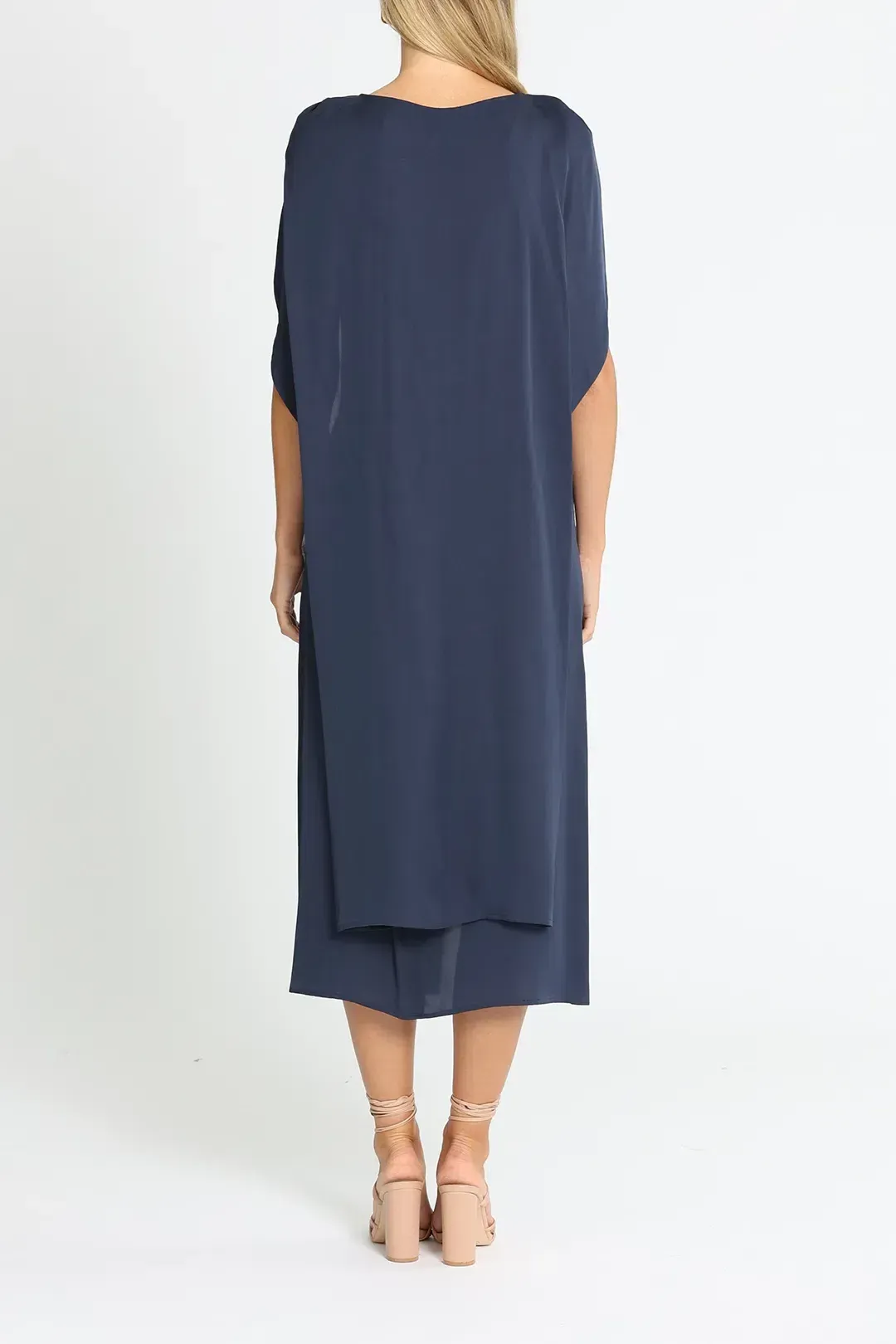Willow Silk Midi Dress in Navy Size 10 for rent on The Volte - main image
