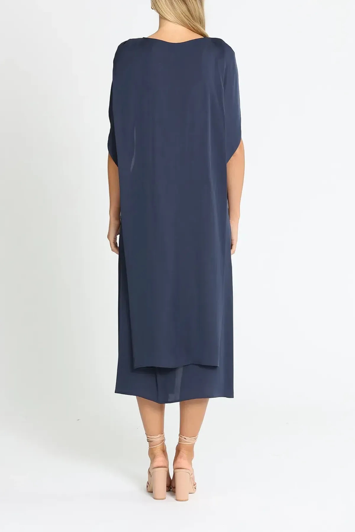 Willow Silk Midi Dress in Navy Size 10 - Image 3