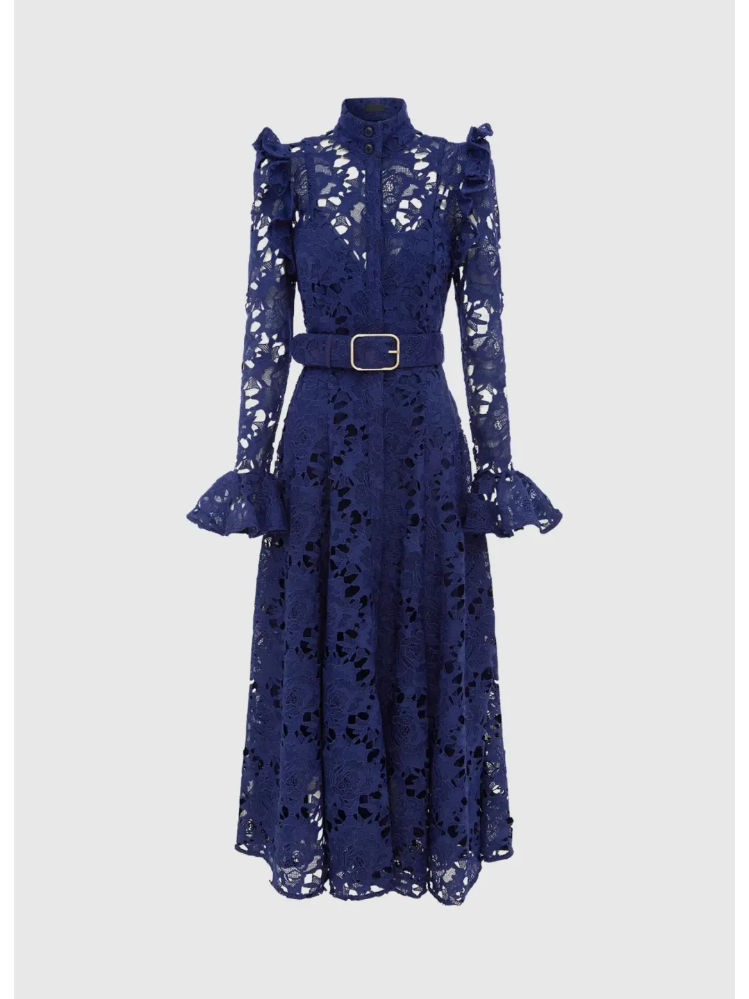 Leo Lin Aliyah Lace Butterfly Sleeve Midi Dress in Oxford Blue Size AU 12 for rent on The Volte - main image