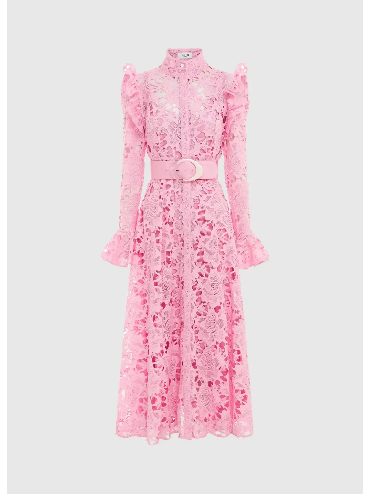 Leo Lin Aliyah Lace Butterfly Sleeve Midi Dress Candy Pink Size AU 8 - Image 4