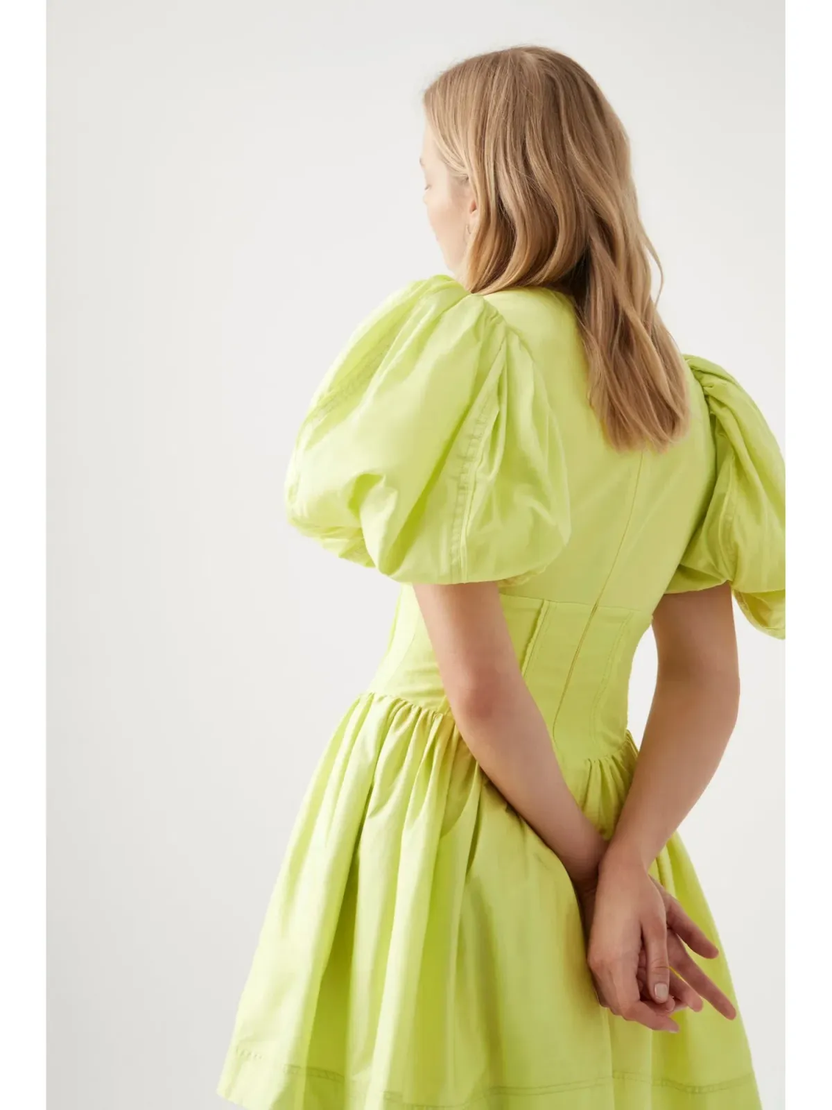 Aje Gianna Puff Sleeve Mini Dress in Lemon Size AU 6 - Image 4