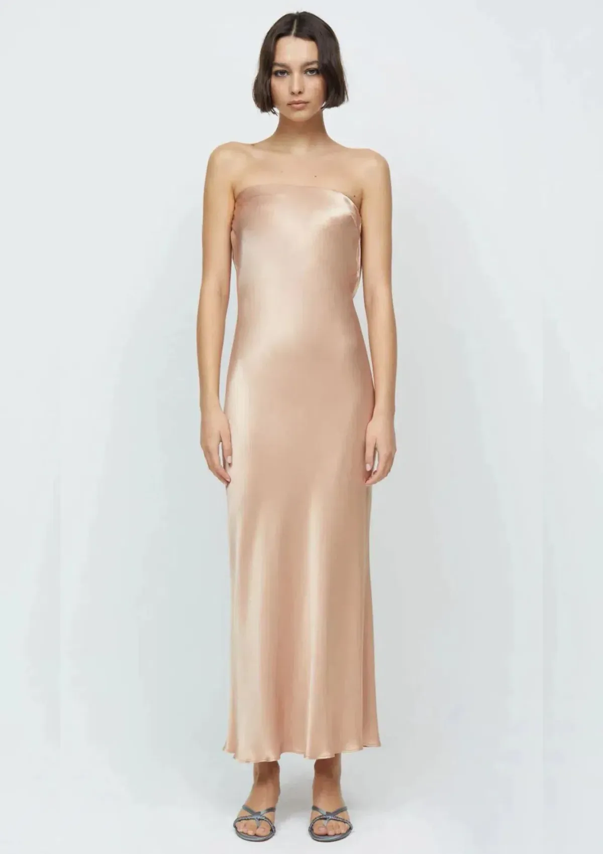 Bec & Bridge Moon Dance Strapless Maxi Dress Rose Gold AU 8 - Image 1