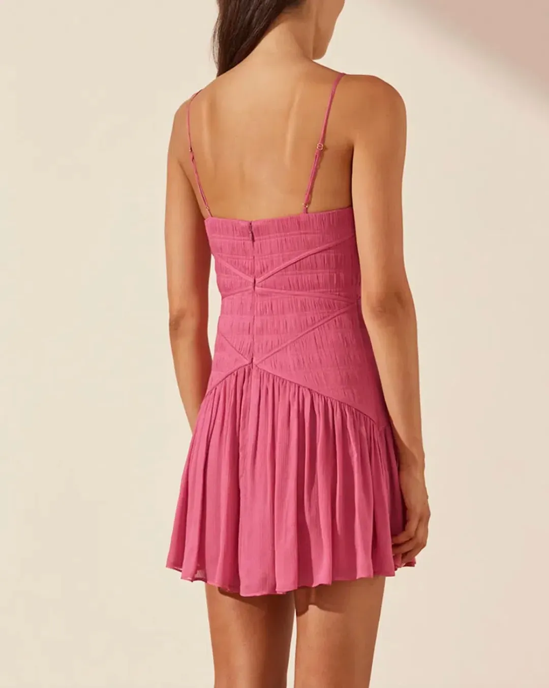 Shona Joy Isola Ruched Bodice Mini Dress Pink Size 8 for rent on The Volte - main image