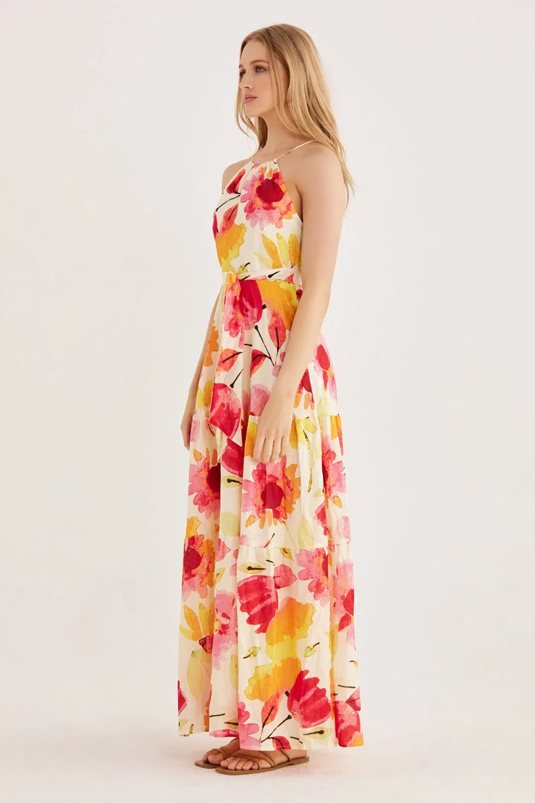 Rumer Sunshine Halter Maxi Dress Floral Size 8 for rent on The Volte - main image