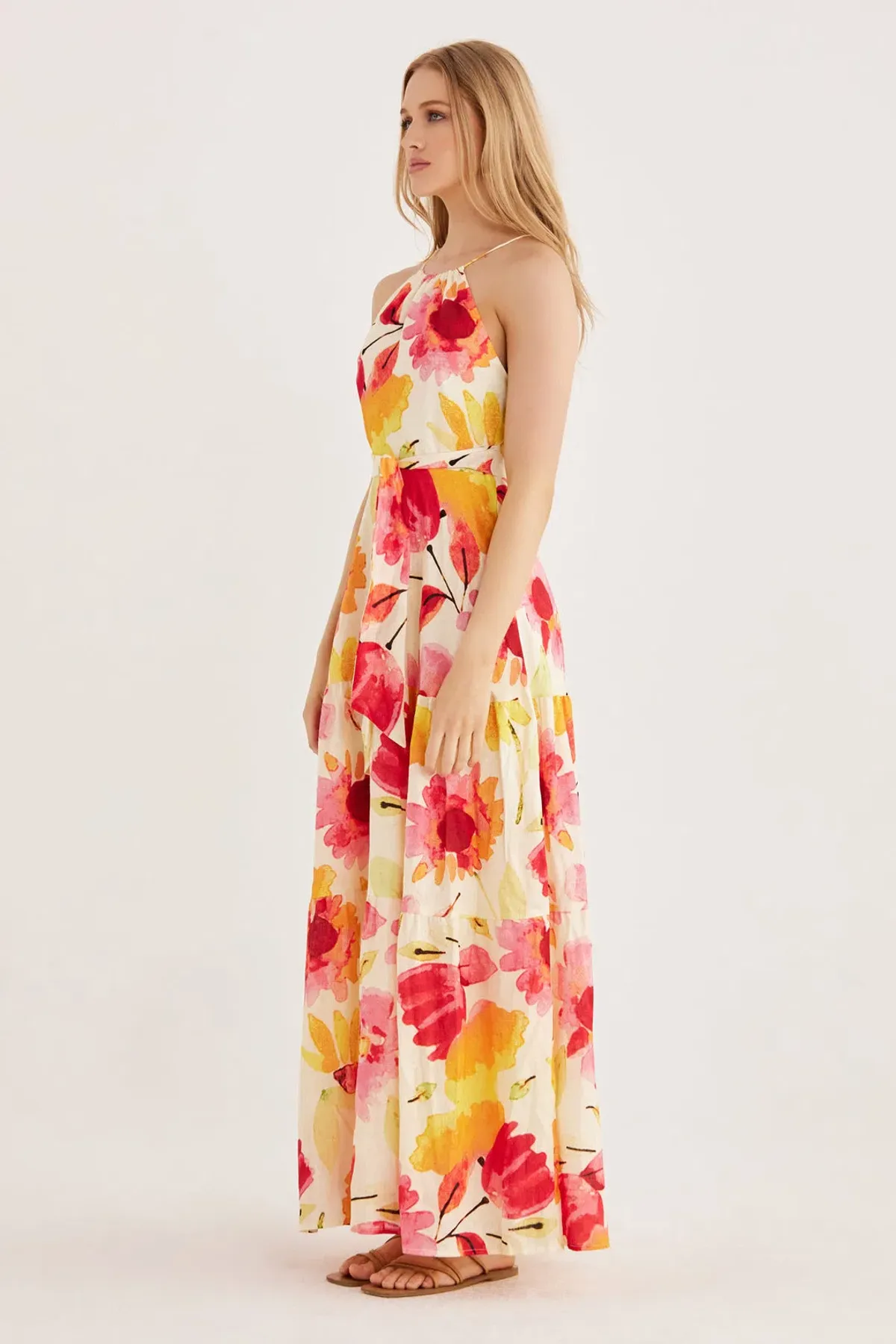 Rumer Sunshine Halter Maxi Dress Floral Size 8 - Image 2