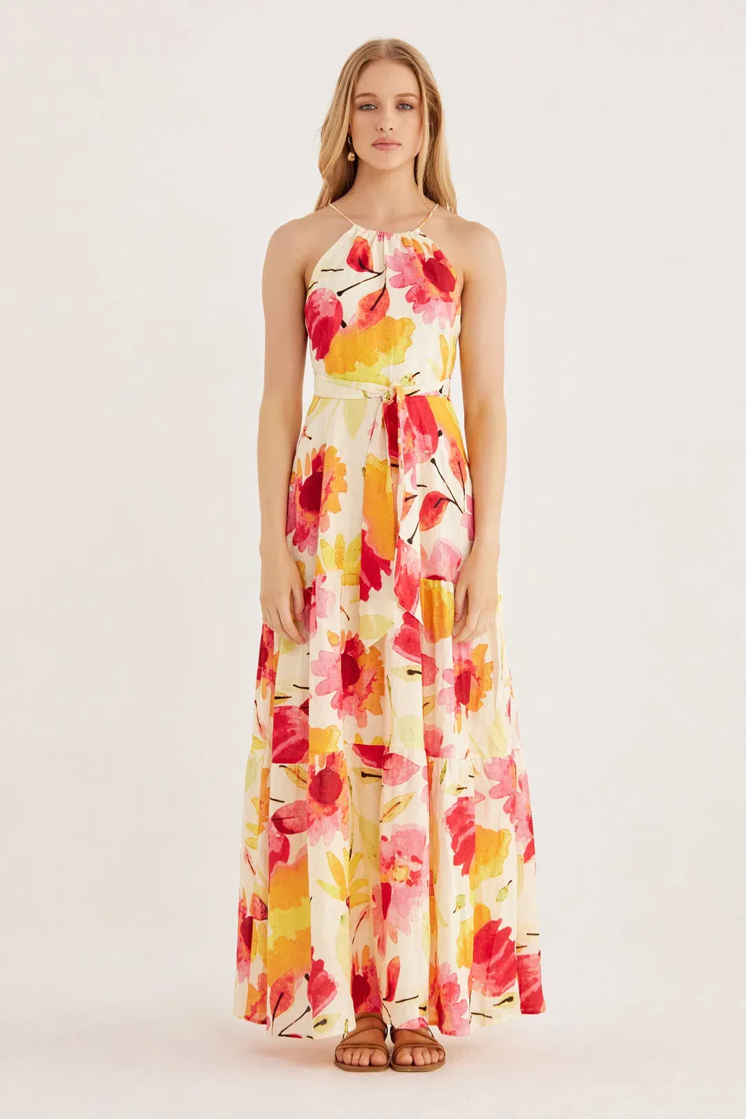 Rumer Sunshine Halter Maxi Dress Floral Size 8 for rent on The Volte - main image