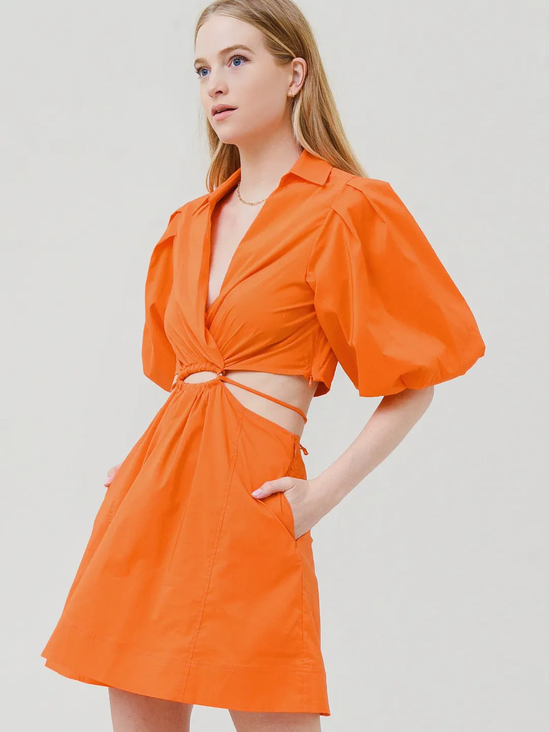 Jonathan Simkhai Aulora Cut Out Mini Dress Orange Size M/Au 10 for rent on The Volte - main image