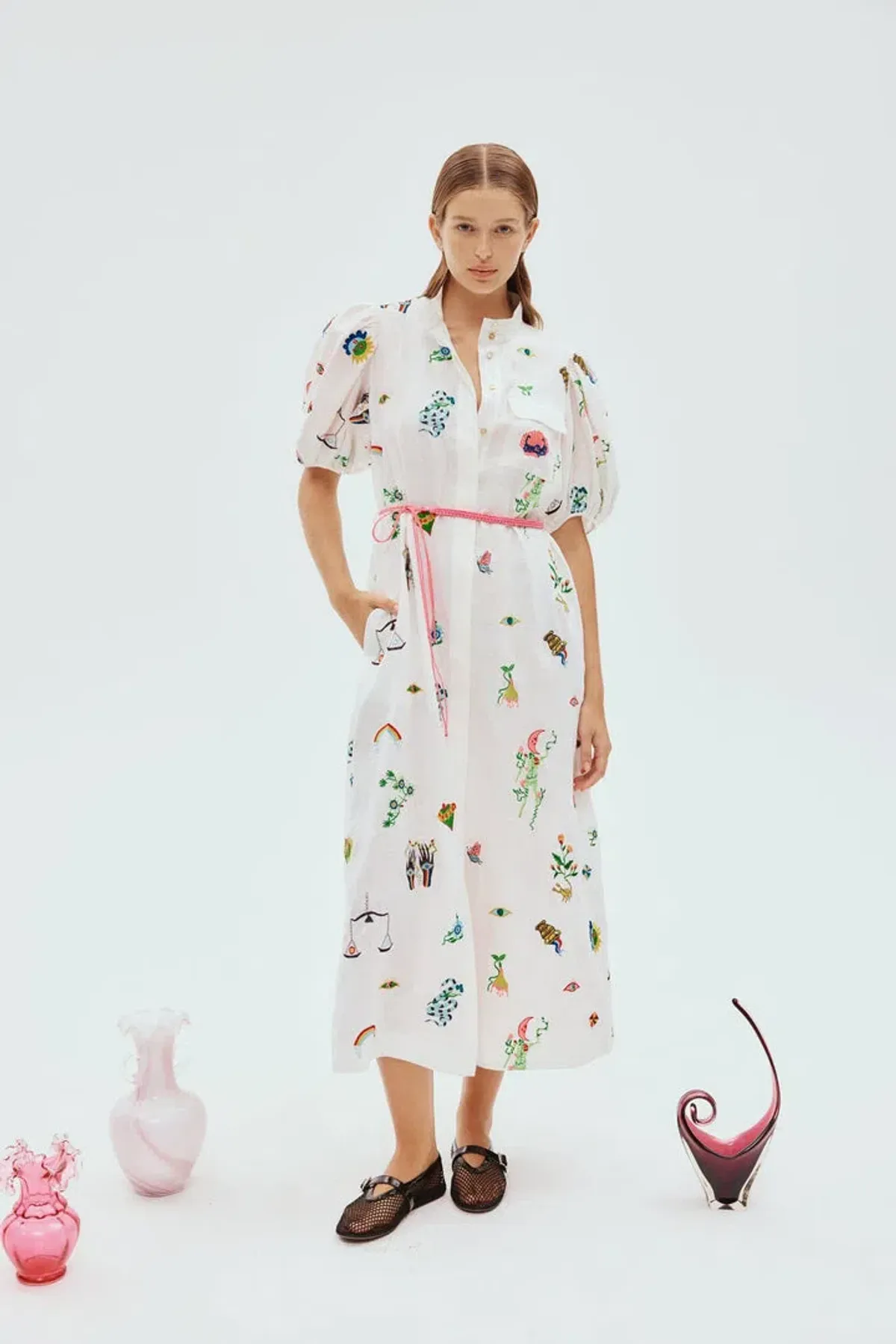 Alemais Atticus Embroidered Shirtdress Print Size 14 - Image 3