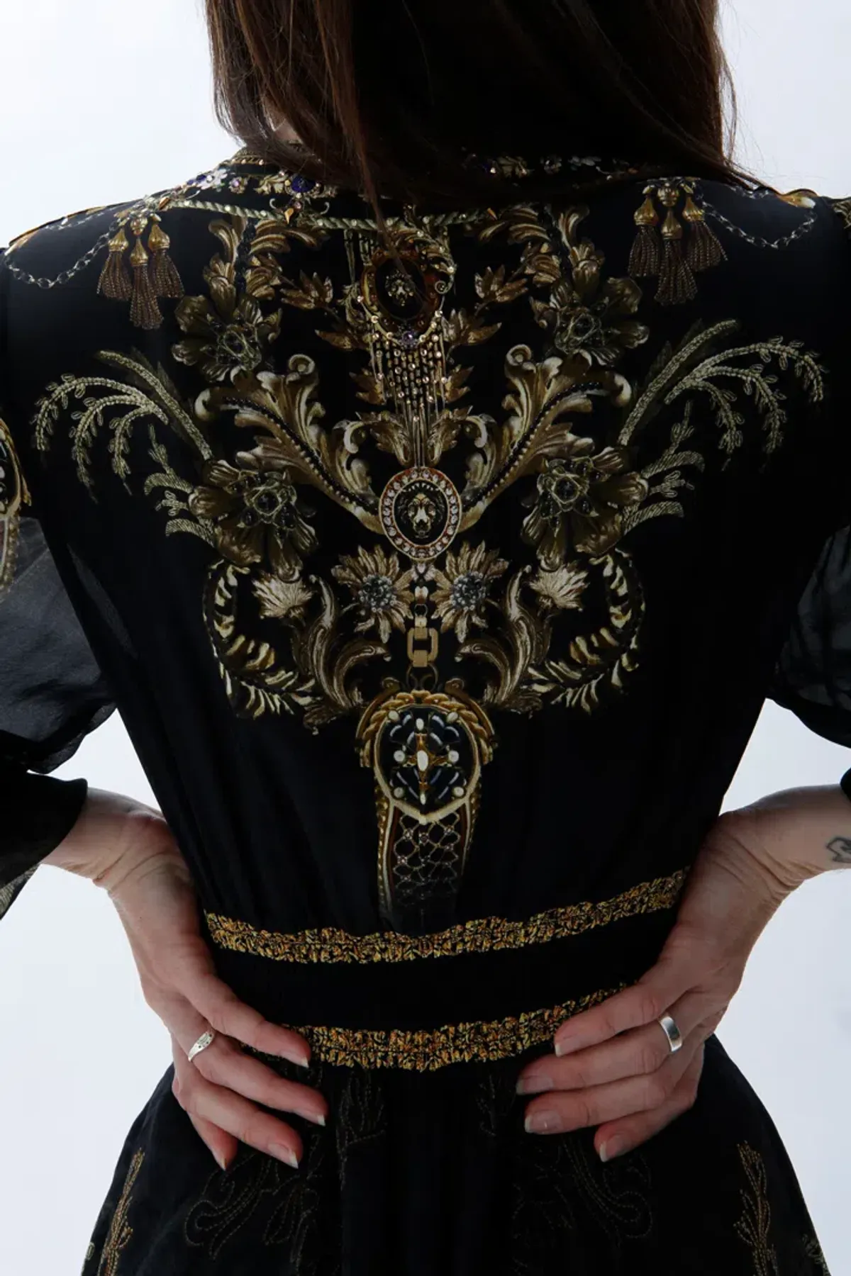 Camilla The Night Is Noir Curved Waistband Short Dress in Black Size S / AU 10 - Image 6