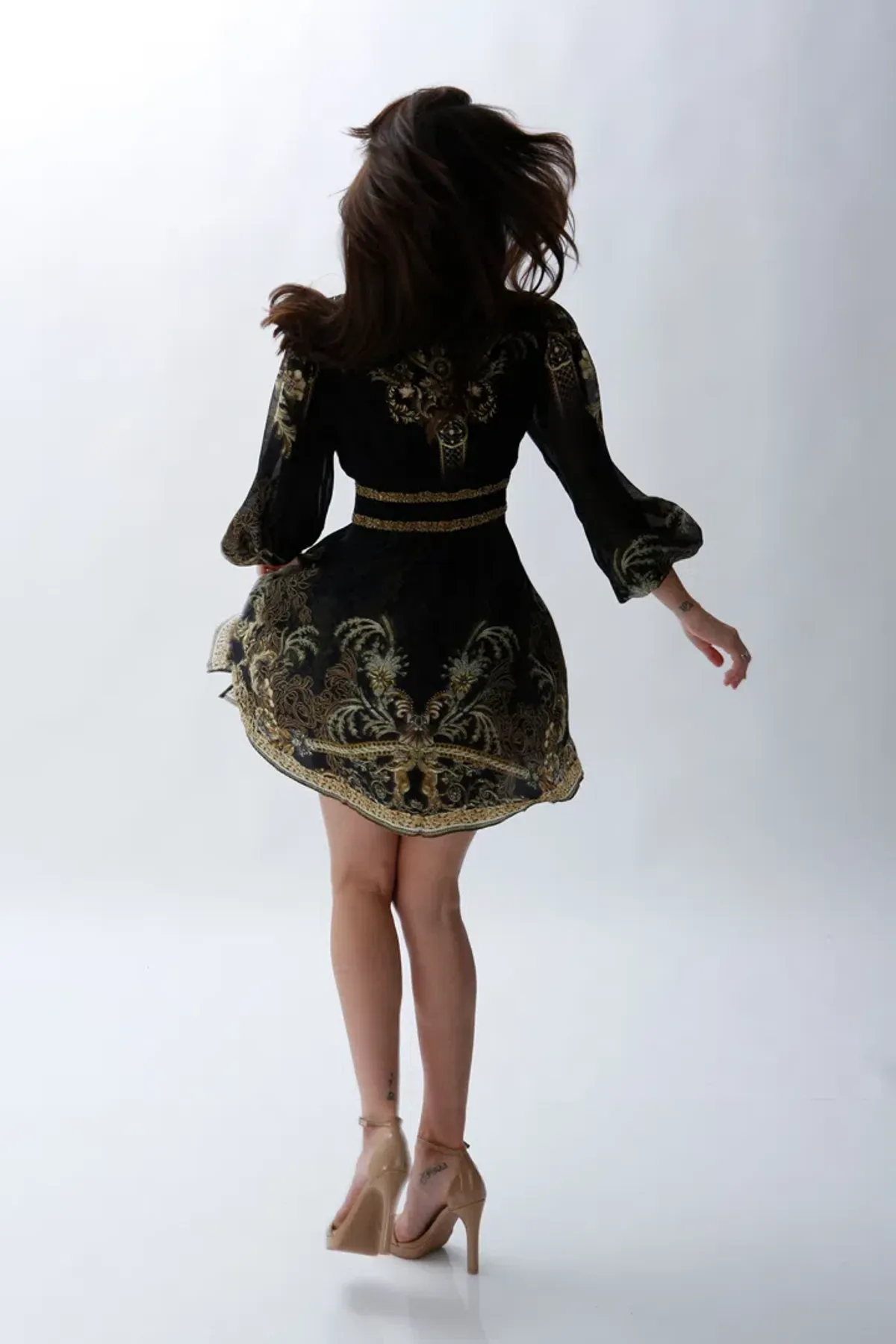 Camilla The Night Is Noir Curved Waistband Short Dress in Black Size S / AU 10 - Image 5