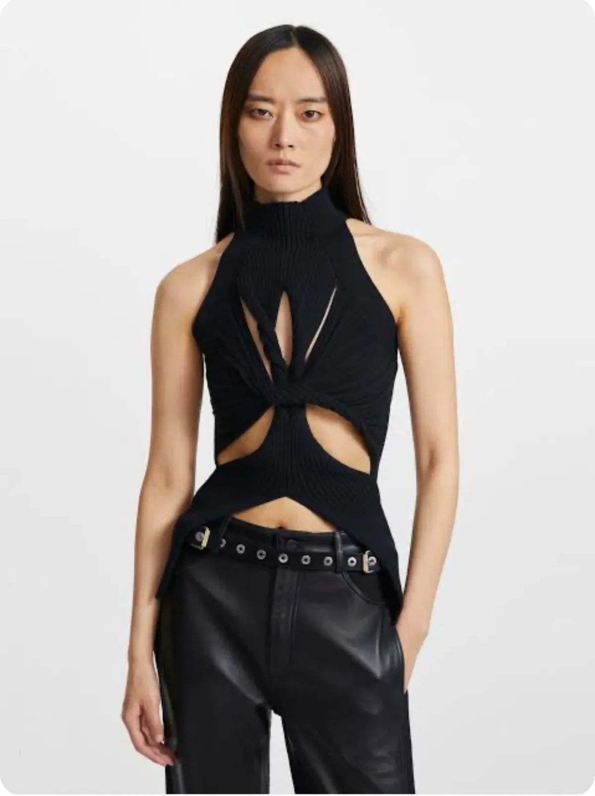 Dion Lee Twist Tank Top Black Size 8 - Image 2