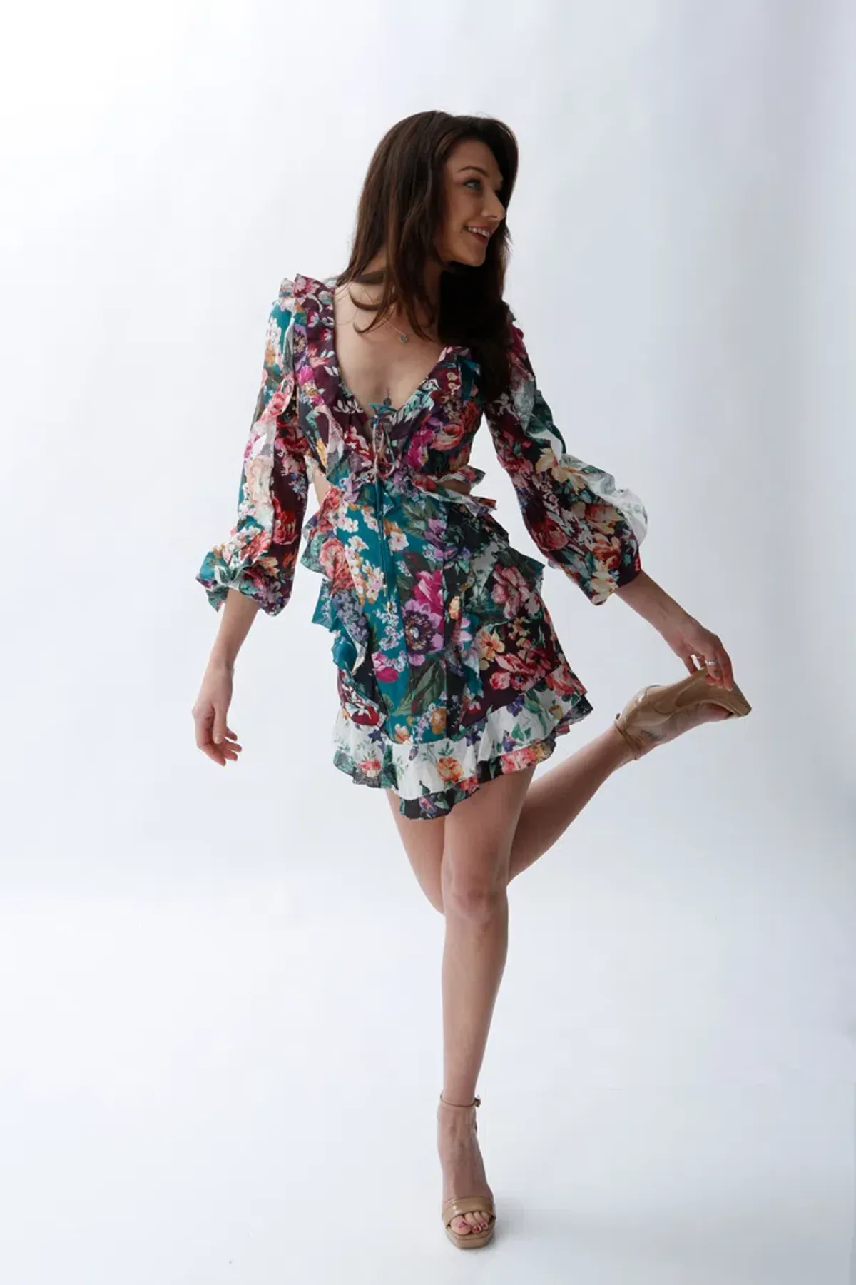 Zimmermann Allia Cut Out Mini Dress Spliced Floral Size 0 / AU 8 - Image 1