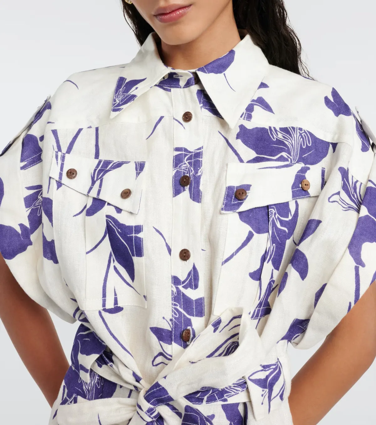 Zimmermann Acadian Cuffed Playsuit Ivory/Blue Floral Size 0 / AU 8 - Image 2