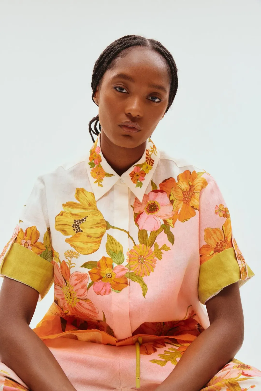 Alemais Silas Linen Shirt and Pants Set Multi Floral Size 8 for rent on The Volte - main image