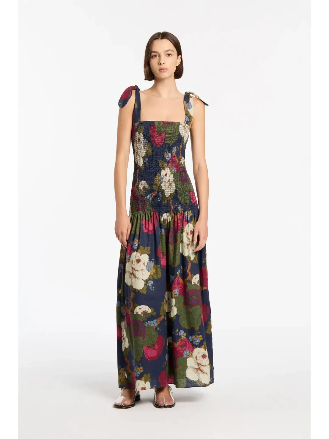 Sir The Label Francesca Shirred Maxi Dress Garcia Floral Print Size 1 / AU 8 for rent on The Volte - main image