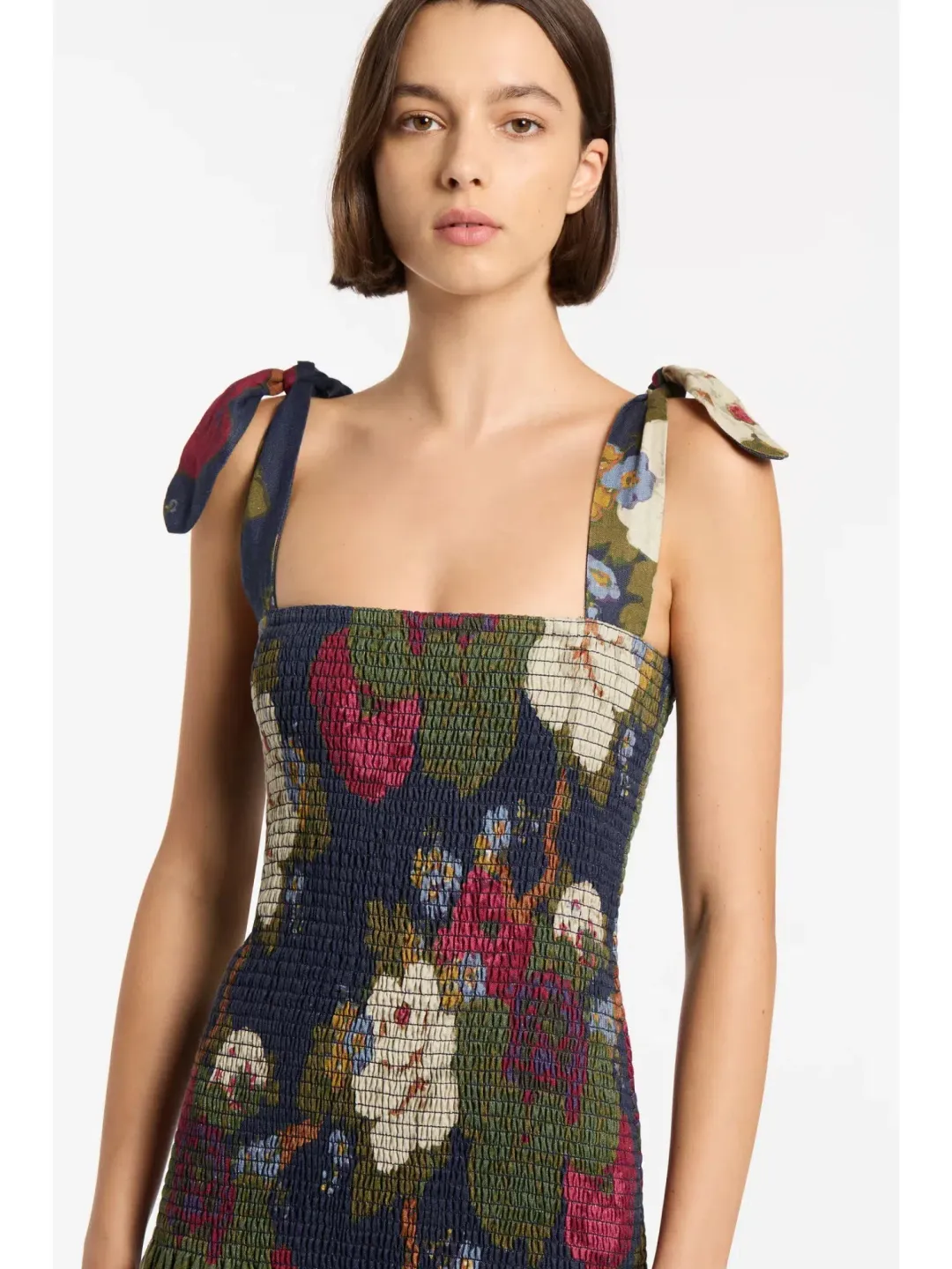 Sir The Label Francesca Shirred Maxi Dress Garcia Floral Print Size 1 / AU 8 for rent on The Volte - main image