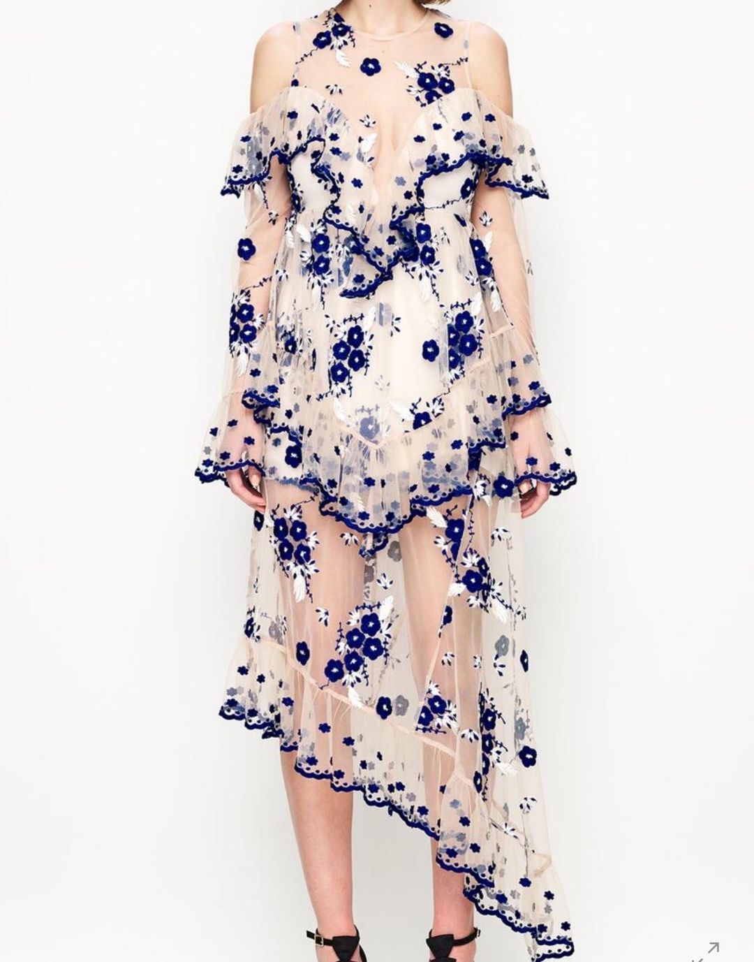 Alice McCall Mirage Gown Nude Blue Size 12 for rent on The Volte - main image