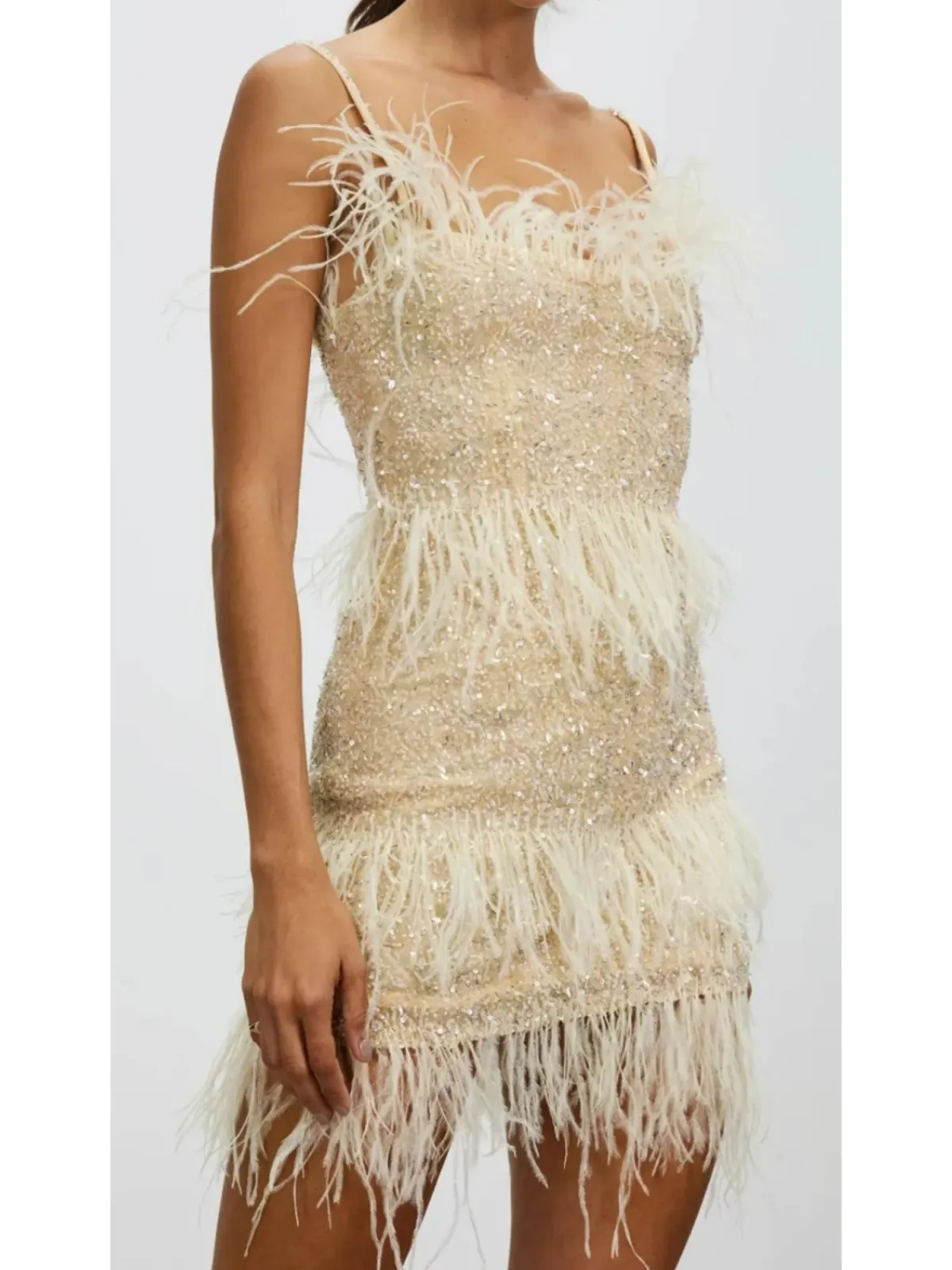 Rachel Gilbert Frenchy Mini Dress Nude Size AU 10 - Image 2