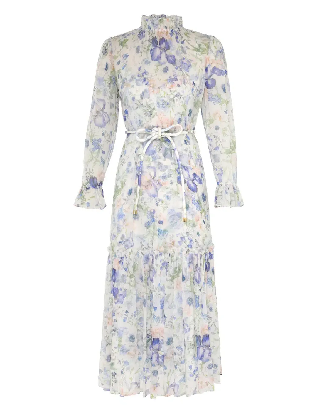 Zimmermann Natura Tubular Midi Dress Blue Garden Floral Size 4 / AU 16 for rent on The Volte - main image