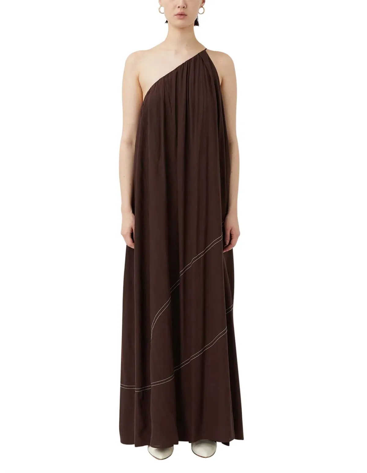 Camilla and Marc Castille One Shoulder Maxi Dress in Chocolate Brown Size 8 - Image 4