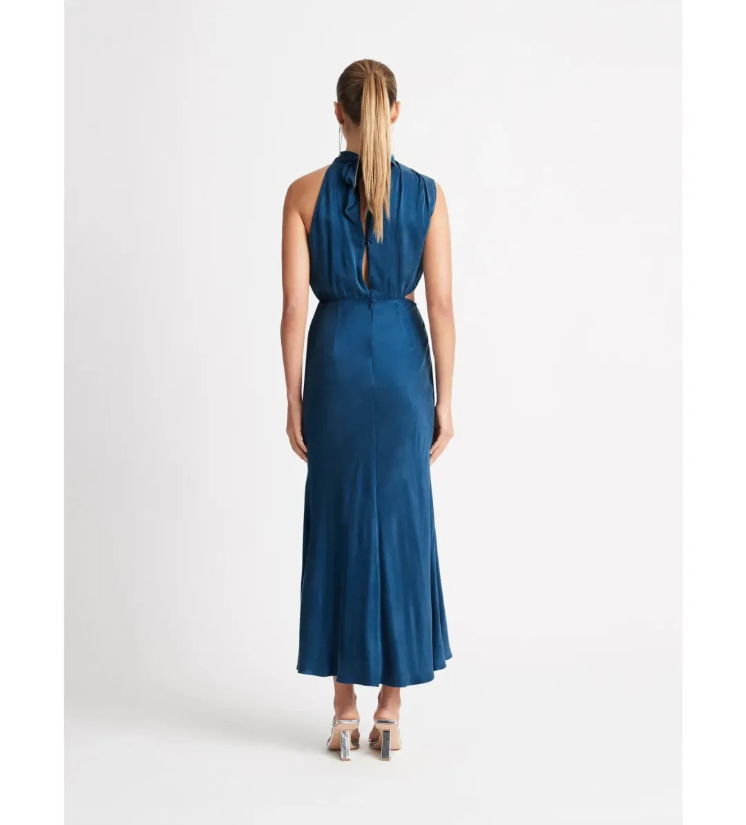 Sheike Park Ave Draped Midi Dress Teal  Size 12 for rent on The Volte - main image