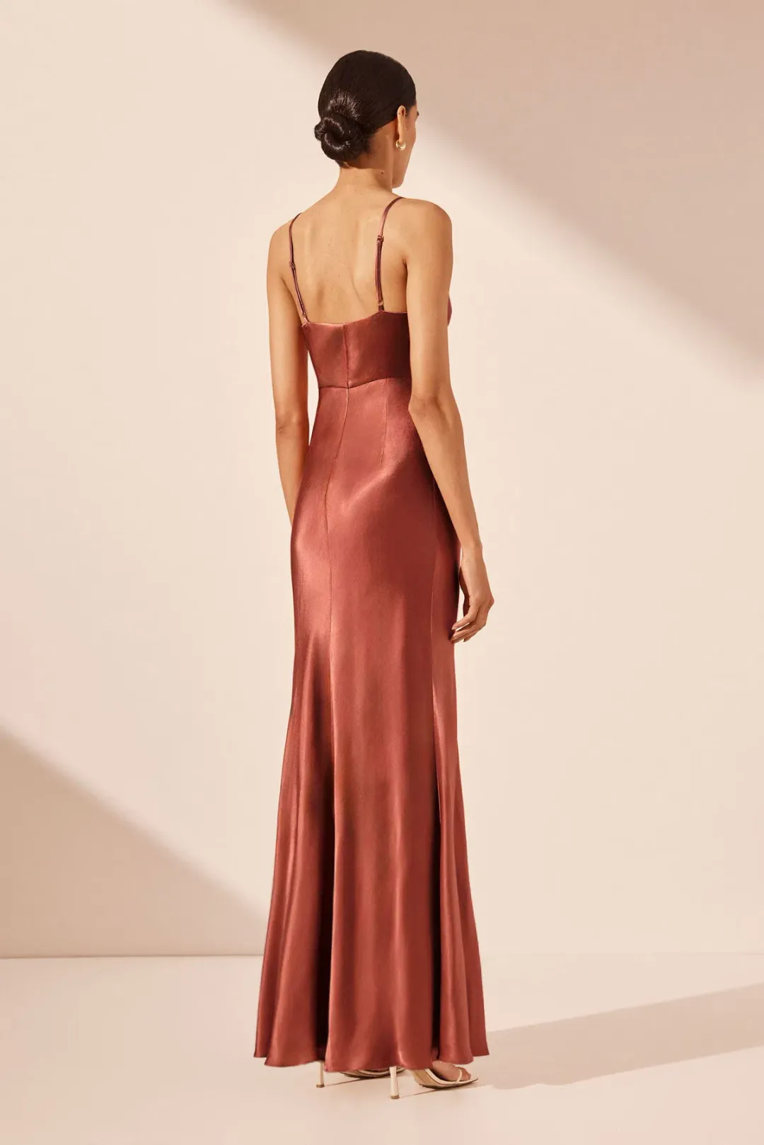 Shona Joy La Lune Cross Draped Maxi Dress Terracotta Size 6 for rent on The Volte - main image