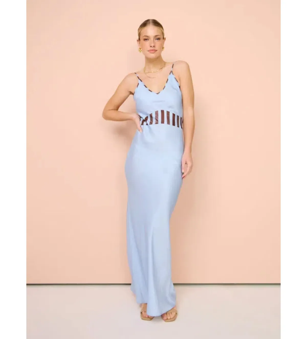 Romy Waterfront Bias Cut Dress Blue Size 6 - Image 2