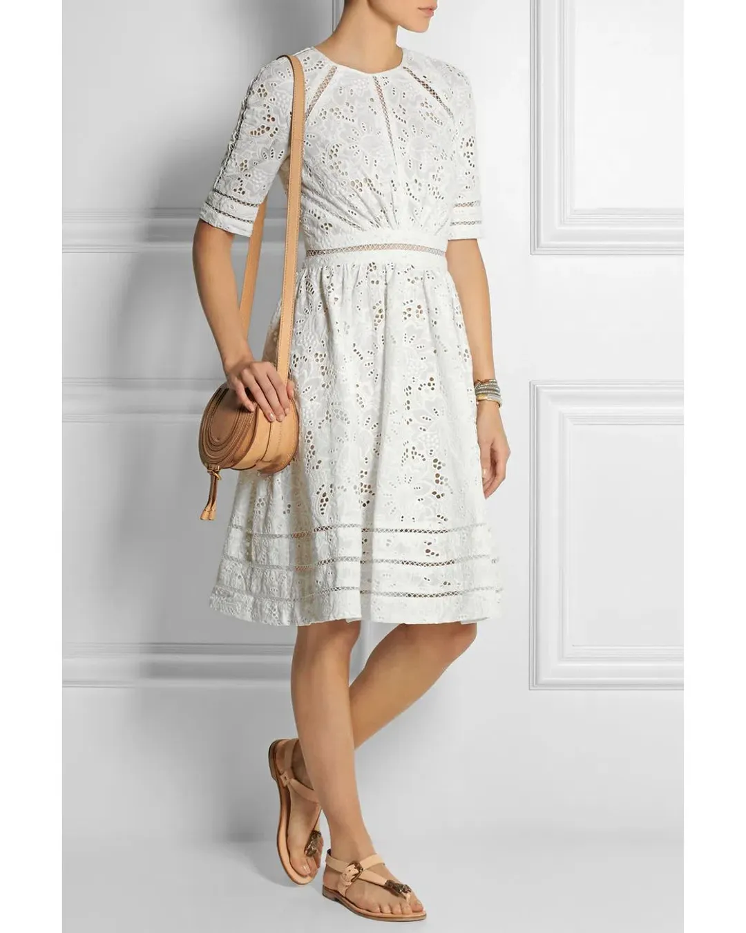 Zimmermann Roamer Day Dress White Broderie Anglaise Size 2/Au 12 for rent on The Volte - main image