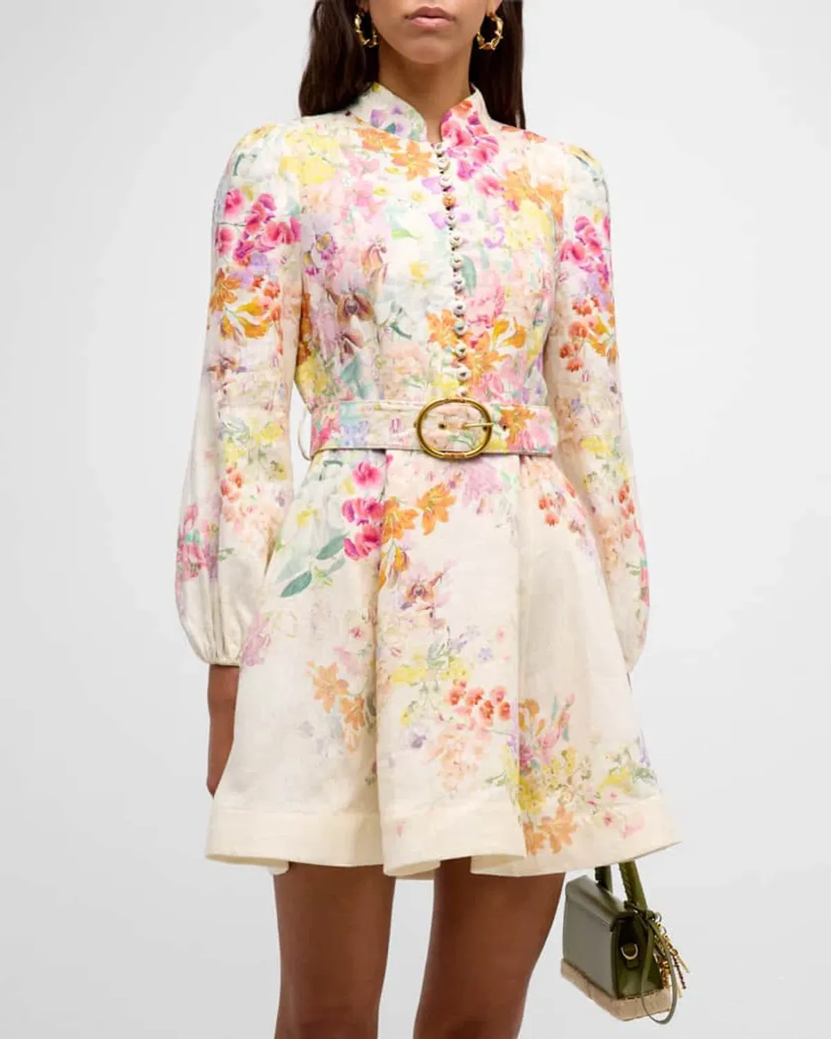 Zimmermann The Natura Buttoned Mini Dress in Kaleidoscope Garden Size 2 / AU 12  - Image 2