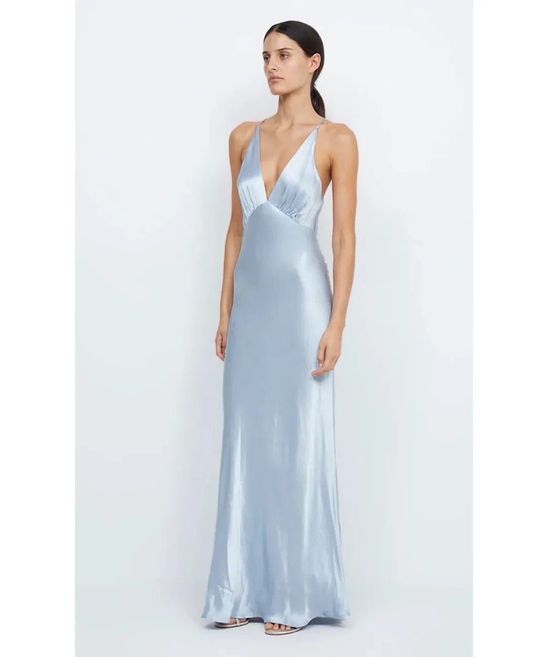 Bec & Bridge Moon Dance Maxi V Dress Dusty Blue Size AU 10 for rent on The Volte - main image