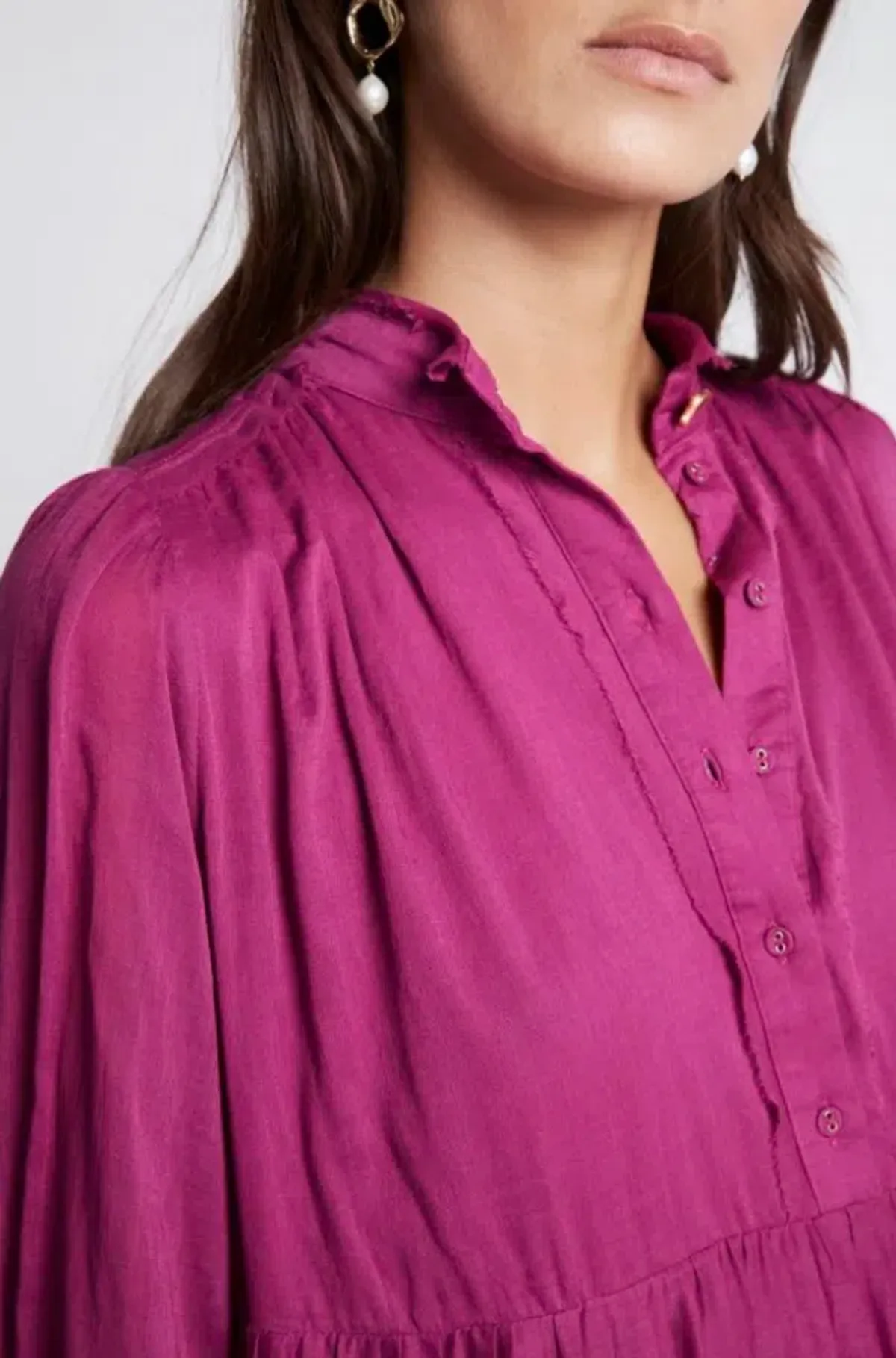 Aje Romance Smock Mini Dress Fuschia Size AU 8 - Image 4