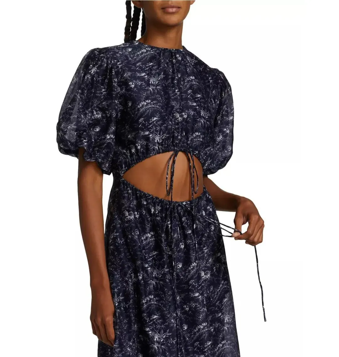 Sir the Label Caprice Puff Sleeve Midi Dress in Navy Size 1 / AU 8 for rent on The Volte - main image