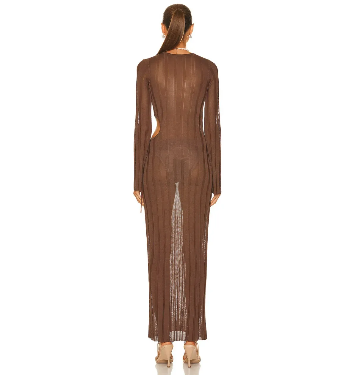 Sir The Label Aya Cut Out Dress in Chocolate Size 0 / AU 6 - Image 3