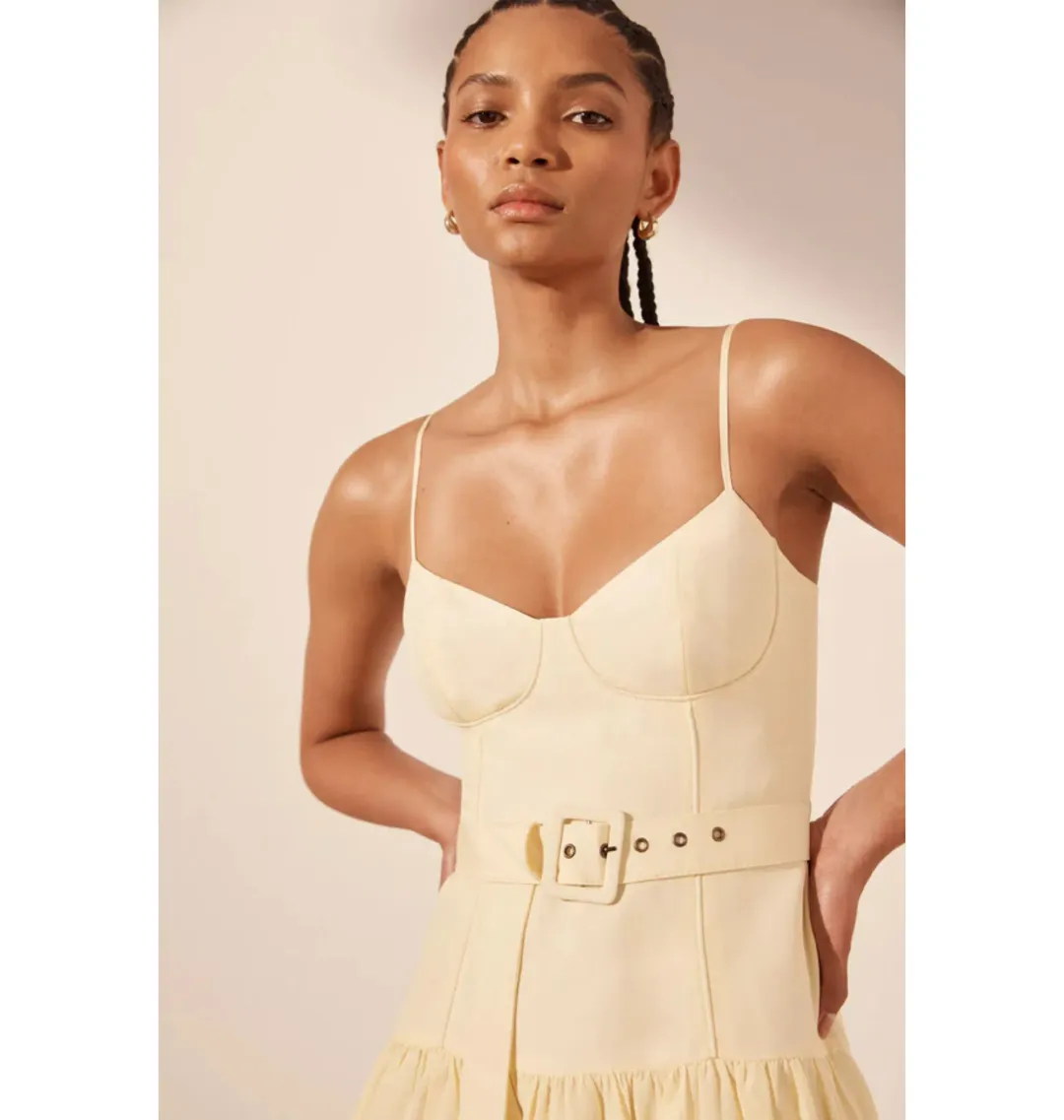 Shona Joy Limon Panelled Bustier Maxi Dress in Lemonade Size AU 12 for rent on The Volte - main image