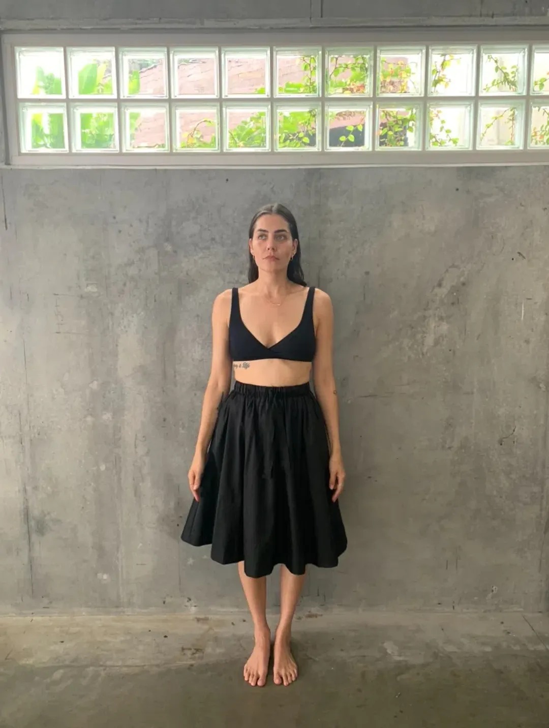 Prada Cocktail Evening Midi Skirt Black Size 10 for rent on The Volte - main image