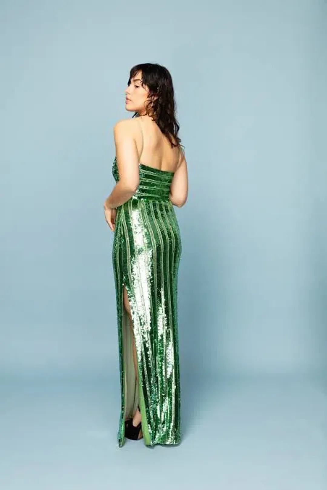 Galvan London Stargaze Bandeau Dress Green Size 10 for rent on The Volte - main image