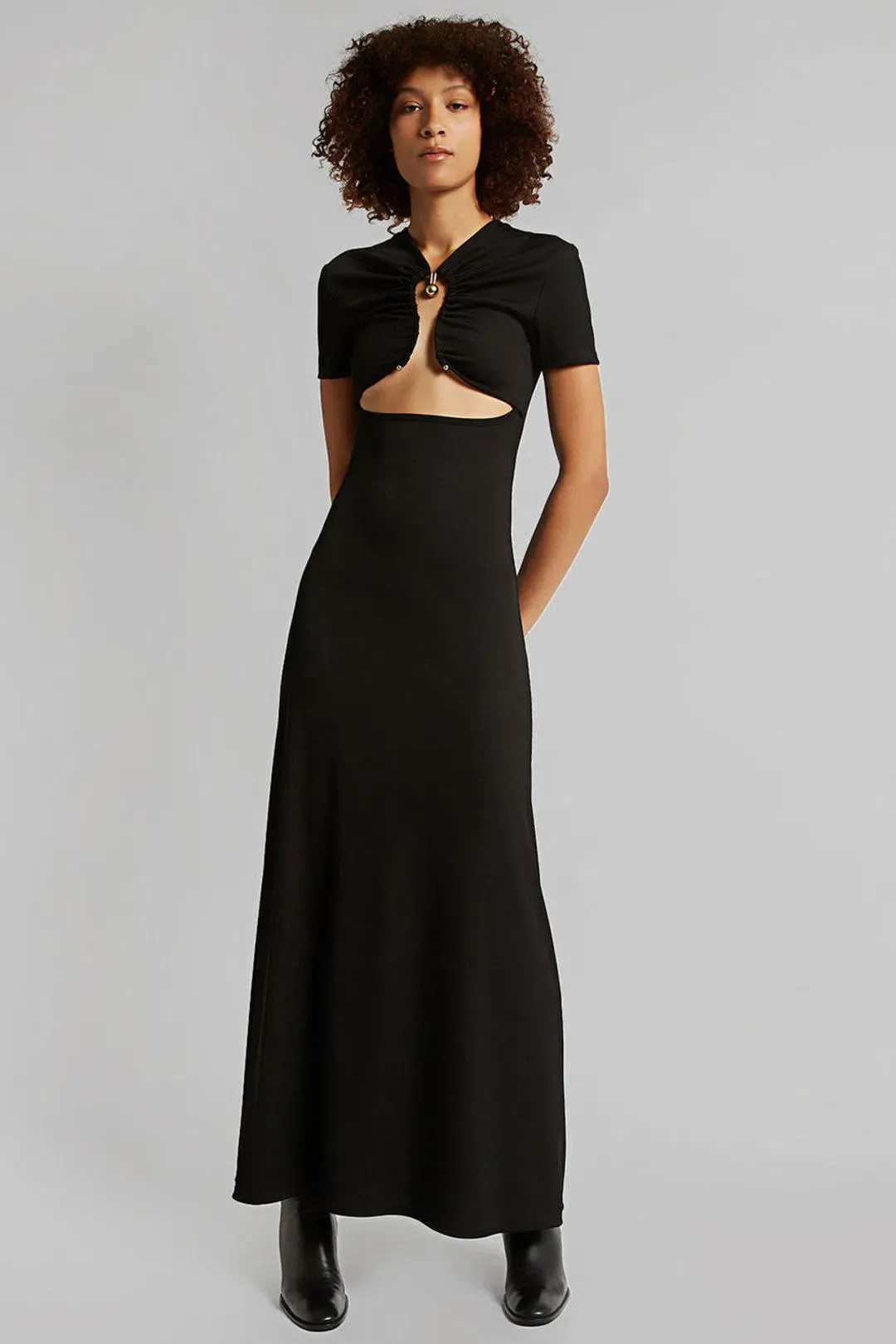 Christopher Esber Polar Orbit Tee Midi Dress in Black Size 10 for rent on The Volte - main image