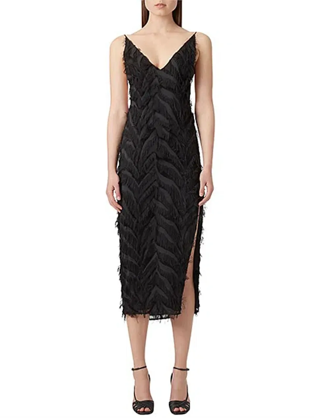Camilla and Marc Farrah Fringed Dress Black Size 14 (Fits a 10) for rent on The Volte - main image