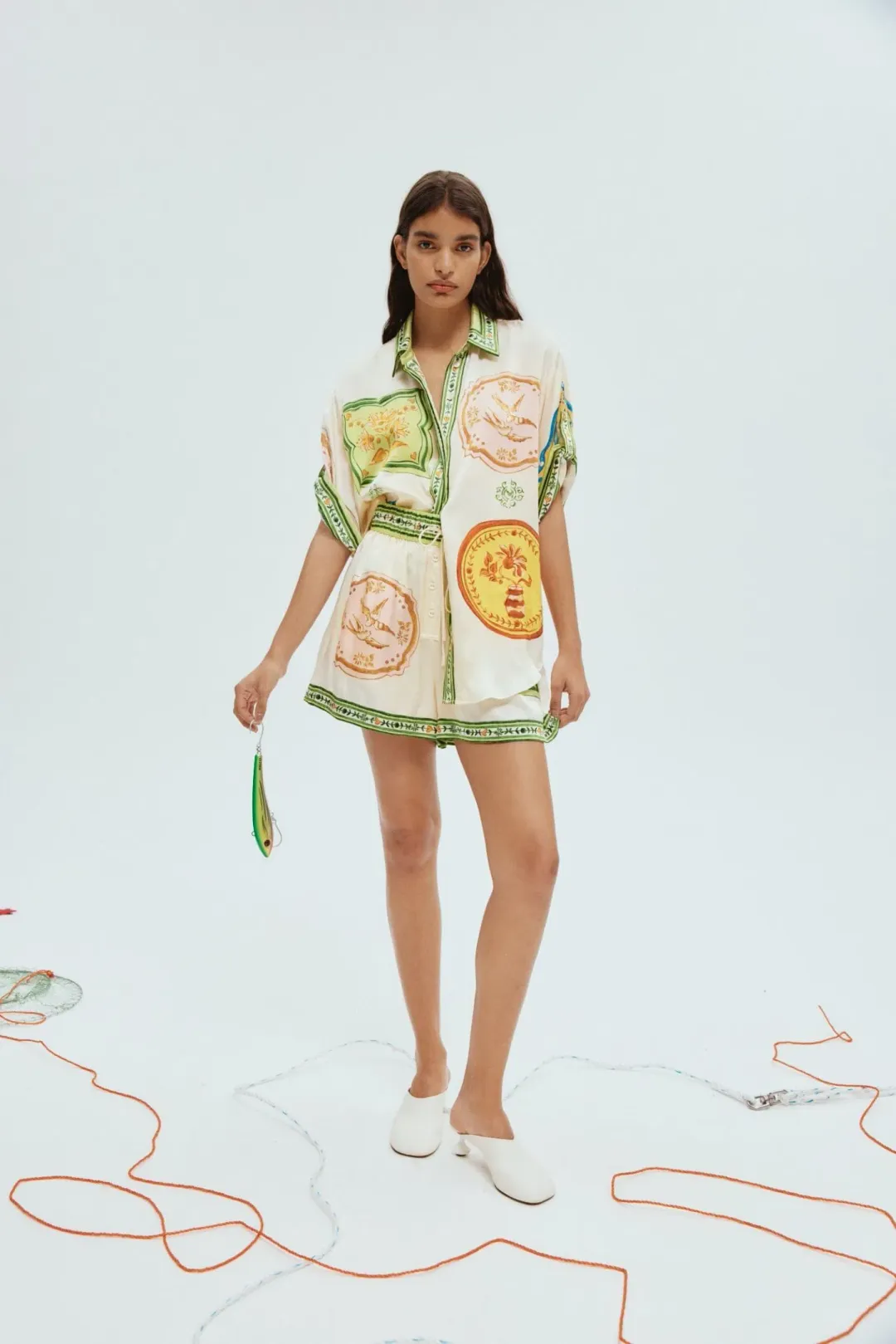 Alemais Porcelain Silk Shirt and Shorts Set Print Size 8 for rent on The Volte - main image