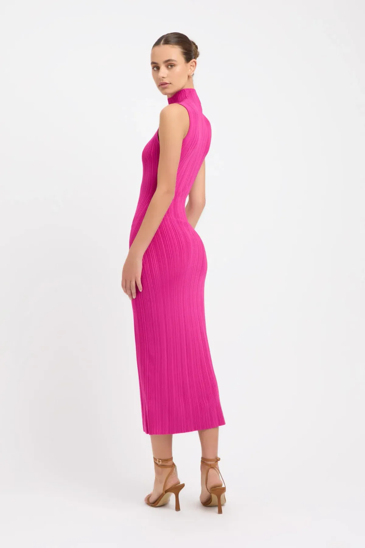 Kookai Raisa Funnel Midi Dress Pink Size 8 - Image 4