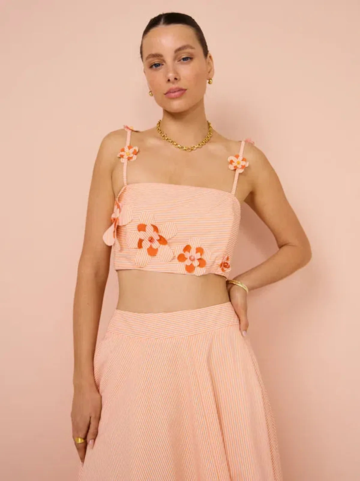 Aston Studio Mimi Bralette and Skirt Set in Nectar Fine Stripe Size 8 - Image 4