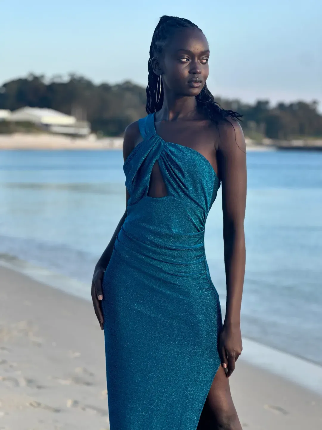 Sonya Moda Acquavena Capri Shimmer Dress Blue Size 10 for rent on The Volte - main image