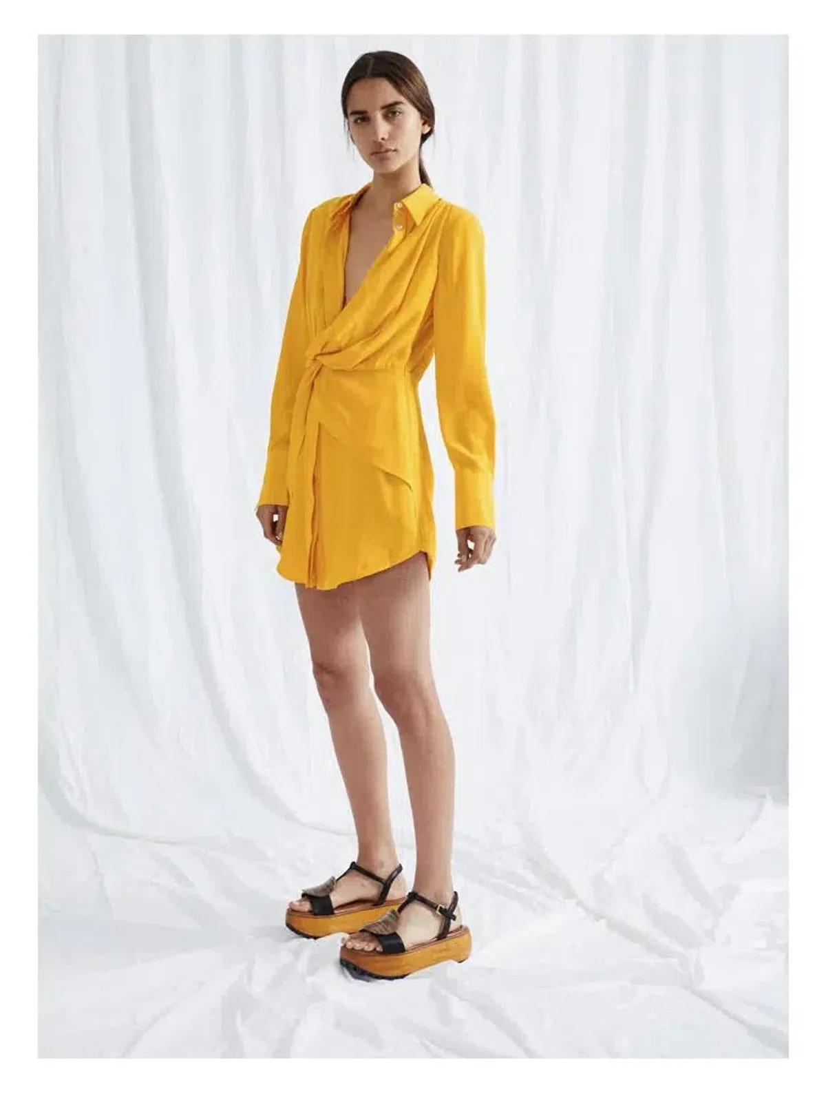 Acler Alma Silk Shirt Dress Yellow Size 8 - Image 1