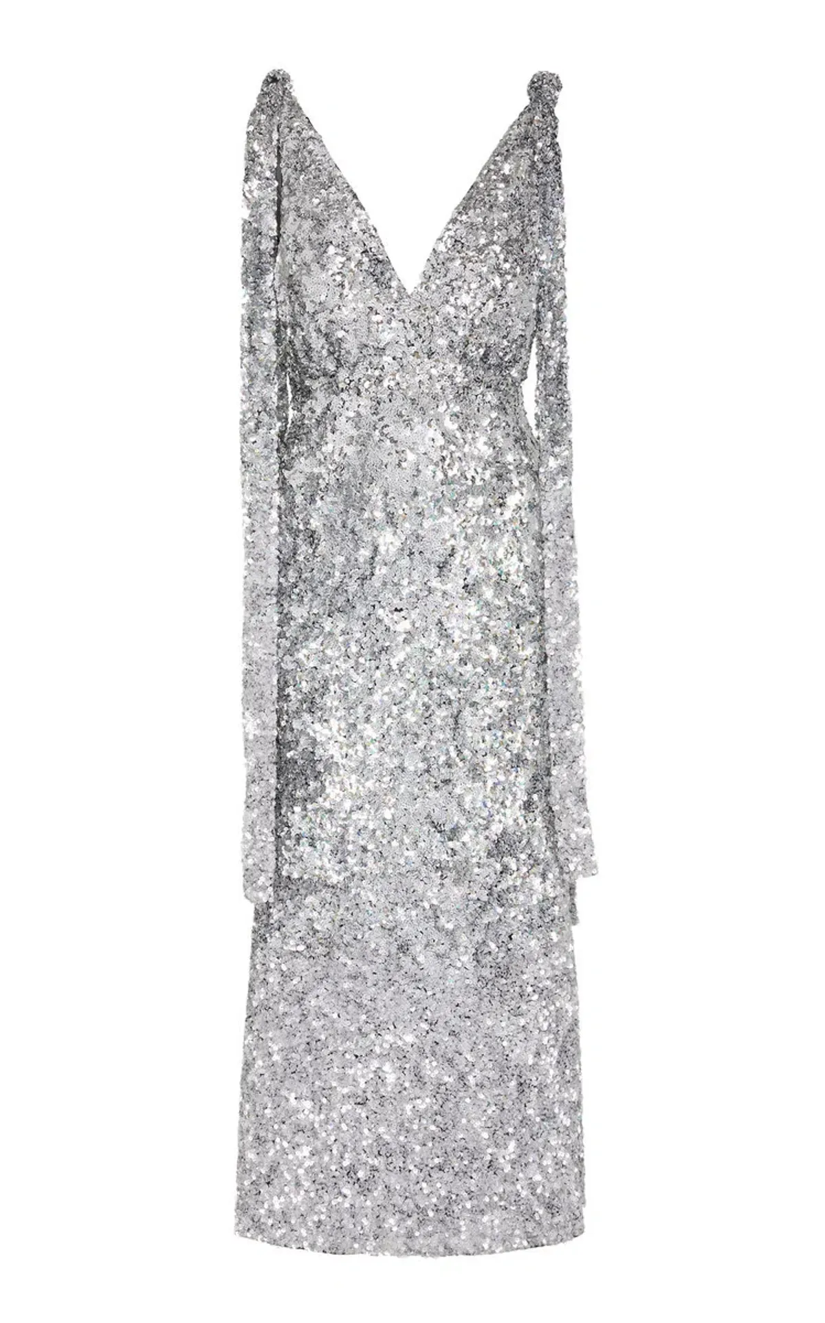 Rachel Gilbert Jacinta Sequined Midi Dress Silver Size 10 - Image 4