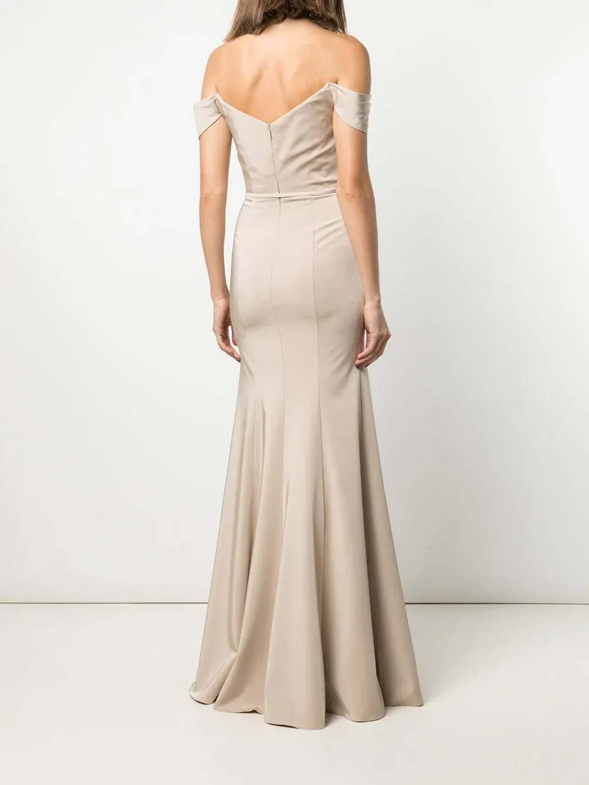 Marchesa Notte Rimini Off Shoulder Dress in Champagne Colour Size US 10 / AU 14 - Image 3